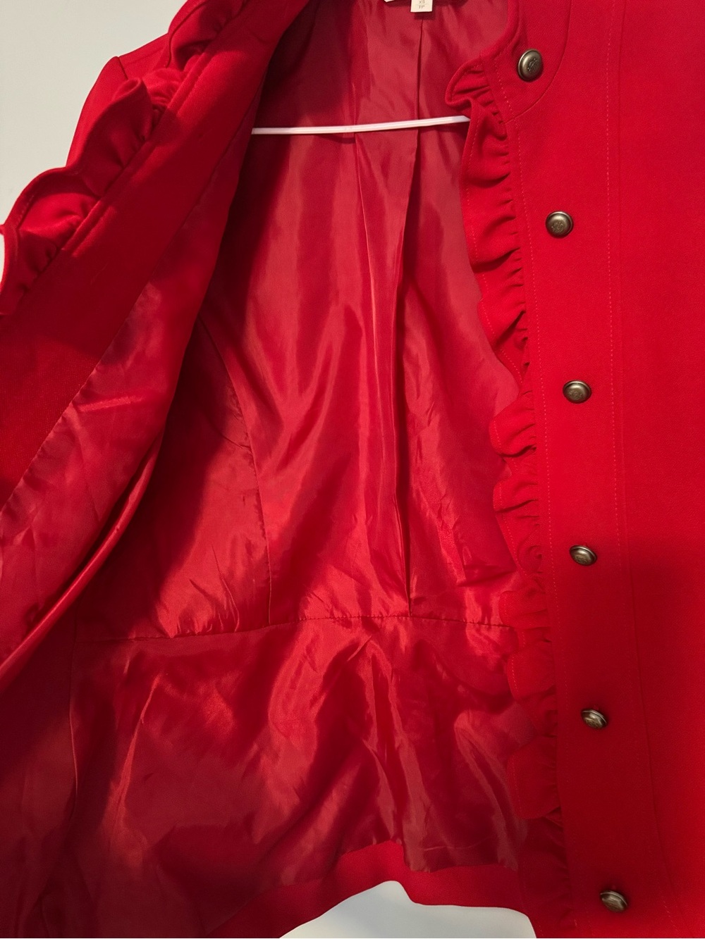 cleo Red Ruffle-Front Military Button Blazer - Picture 4 of 7